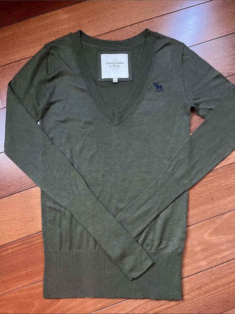 NWOT Y2K Abercrombie Moose Logo V Neck Sweater